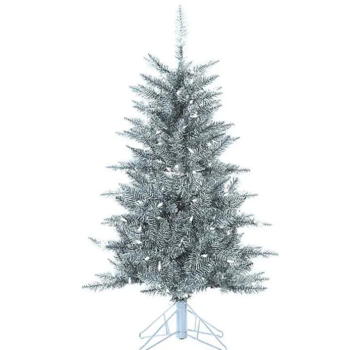 4 ft. Pre-Lit Silver Tinsel Christmas Tree