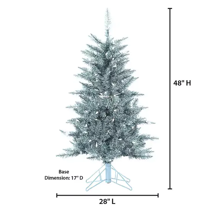 4 ft. Pre-Lit Silver Tinsel Christmas Tree