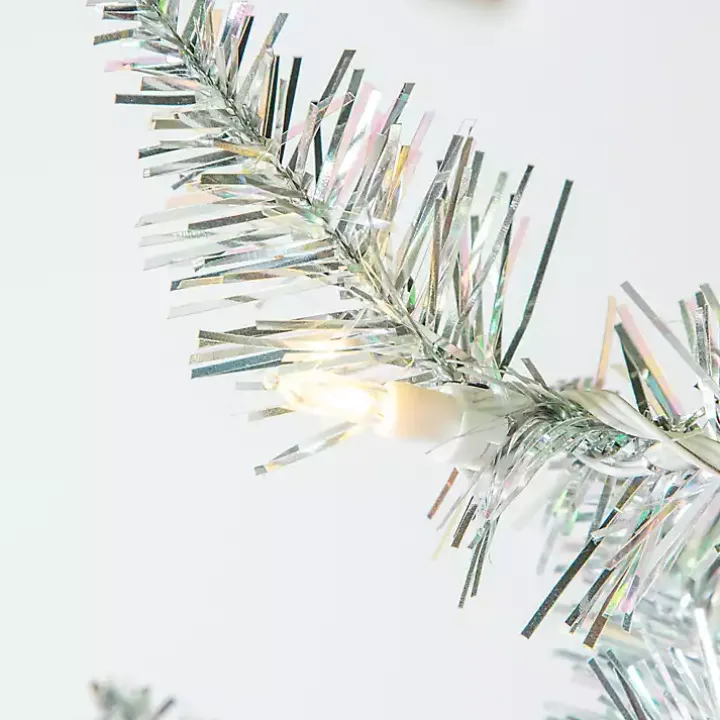4 ft. Pre-Lit Silver Tinsel Christmas Tree