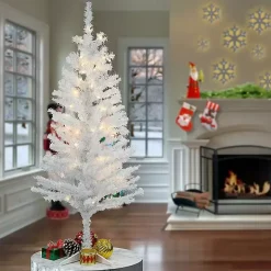 4 ft. Pre-Lit White Tinsel Christmas Tree