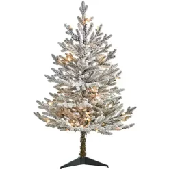 3 ft. White Lit Flocked Fraser Fir Christmas Tree