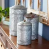 Galvanized Metal Lid 3-pc. Decorative Jar Set