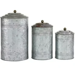Galvanized Metal Lid 3-pc. Decorative Jar Set