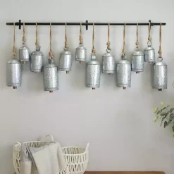 Galvanized Silver Round Bells Wall Plaque