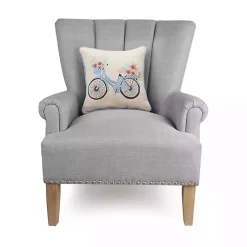 Gingham Bike Embroidered Pillow