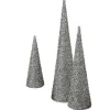 Glittered Silver Cone Tabletop Trees, Set of 3