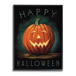 Glowing Happy Jack-O-Lantern Canvas Wall Art