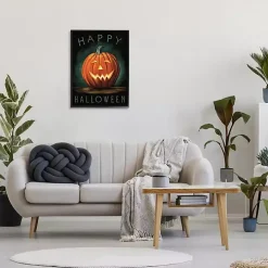 Glowing Happy Jack-O-Lantern Canvas Wall Art