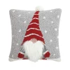 Gnome in Striped Hat Christmas Pillow