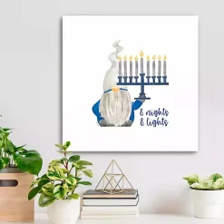 Gnome with Menorah Canvas Art Print