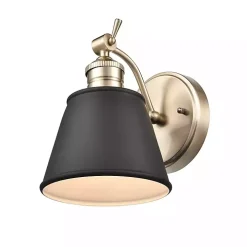 Gold and Black Metal Tapered Shade Wall Sconce