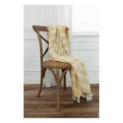 Gold and Ivory Striped Cotton Throw