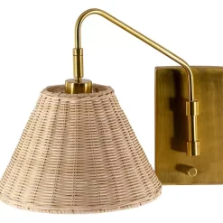 Gold and Rattan Wall Sconce