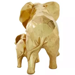 Gold Carved Elephant Family Statue
