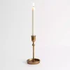Gold Cast Iron Taper Candle Holder, 8 in.