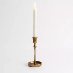 Gold Cast Iron Taper Candle Holder, 8 in.