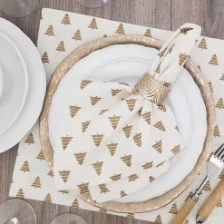 Gold Christmas Tree Napkins, Set of 4