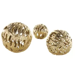Gold Cut-Out Metal Orbs, Set of 3