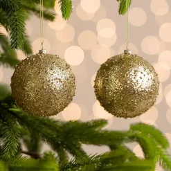 Gold Glitter Beaded 2-pc. Ornament Set, 4 in.