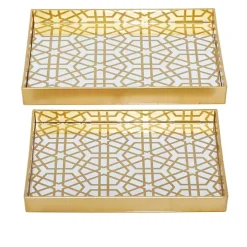 Gold Hexagon Large Print 2-pc. Tray Set