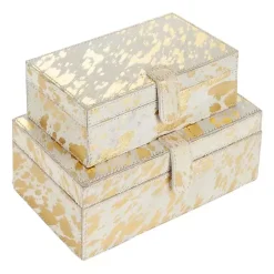 Gold Leather Hide Rustic 2-pc. Box Set