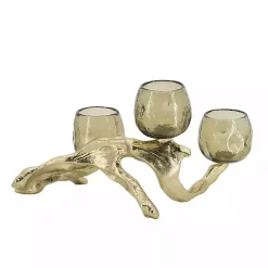 Gold Metal Driftwood Votive Candle Holder