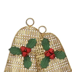 Gold Metal Holiday Bells Wall Plaque
