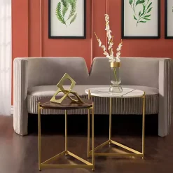 Gold Metal Linked Squares Sculpture