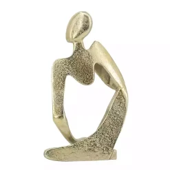 Gold Metal Pondering Figure II Sculpture