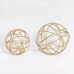 Gold Metal Wire Orbs, Set of 2