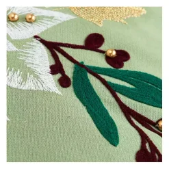 Gold Poinsettia Christmas Throw Pillow