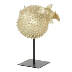 Gold Puffer Fish Sculpture