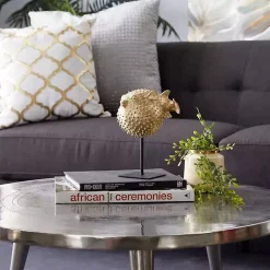 Gold Puffer Fish Sculpture