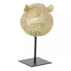 Gold Puffer Fish Sculpture