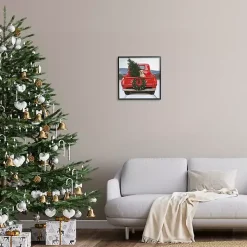 Gold Pup in a Red Truck Framed Art Print