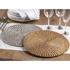Gold Round Woven Rattan Placemats, Set of 4