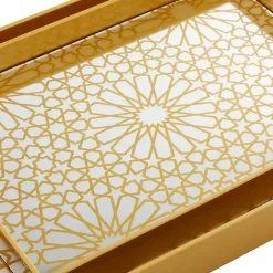 Gold Sun Star 2-pc. Mirrored Tray Set