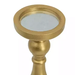 Gold Wood Spindle Taper Candle Holders, Set of 5