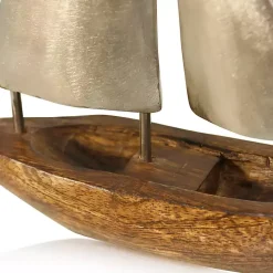 Golden Mango Wood Sailboat, 16 in.