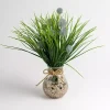 Grass and Thistle Arrangement in Glass Vase