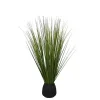 Grass Arrangement in Black Ribbed Pot