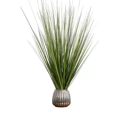 Grass Arrangement in Silver Ribbed Pot