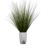 Grass Arrangement in White Marble Pot