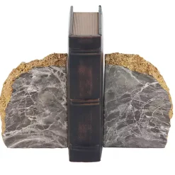 Gray and Gold Marble Geode Bookends, Set of 2