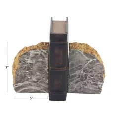 Gray and Gold Marble Geode Bookends, Set of 2