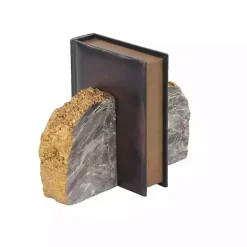 Gray and Gold Marble Geode Bookends, Set of 2