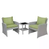 Gray and Green 3-pc. Wicker Chat Set
