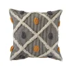 Gray and Orange Tufted Accent Pillow