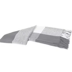 Gray and White Plaid Organic Cotton Throw