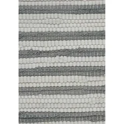 Gray and White Stripped Jute Border Accent Pillow